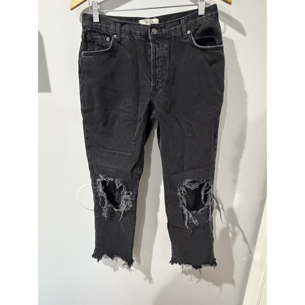 FP Movement Women's Maggie Mid Rise Straight Jeans, Washed Black 28 M